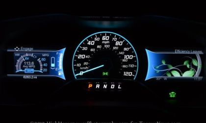 The gauge cluster of the 2013 Ford C-Max SEL Hybrid