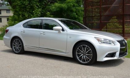 A driving shot of the 2013 Lexus LS460 F Sport AWD