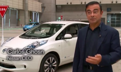 Carlos Ghosn in Self-Driving Nissan LEAF