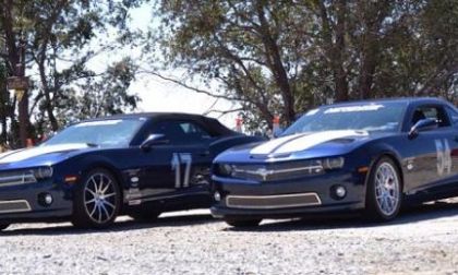 Two IBM color Chevrolet Camaros