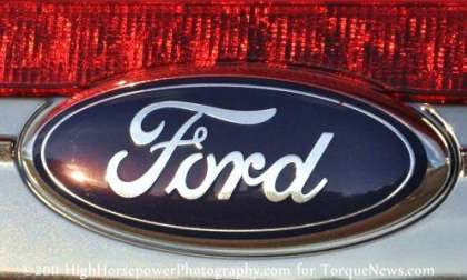 The Ford logo on the 2011 Edge