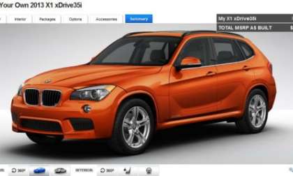 A screenshot of the 2013 BMW X1 build page