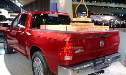 The 2013 Ram 1500 with the Truck of the Year trophy in the back.