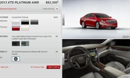 A screenshot of the 2013 Cadillac XTS configurator