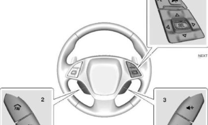 The steering wheel of the 2014 Chevrolet Corvette