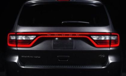 The rear end of the 2014 Dodge Durango R/T all lit up