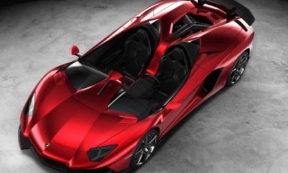 A high angle shot of the new Lamborghini Aventador J