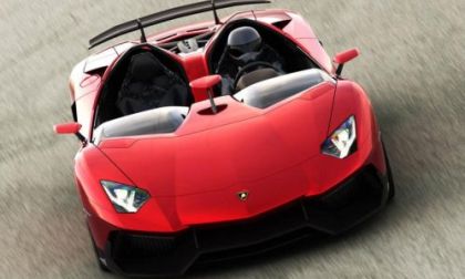 The front end of the new Lamborghini Aventador J