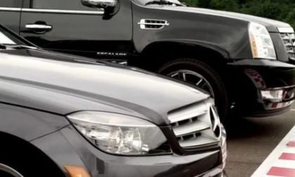 The Cadillac Escalade races the Mercedes Benz C300