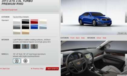 The 2013 Cadillac ATS configurator screen shot