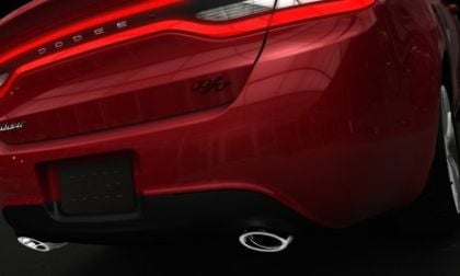 The rear end teaser of the 2013 Dodge Dart R/T