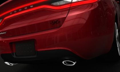 The rear end teaser of the 2013 Dodge Dart R/T