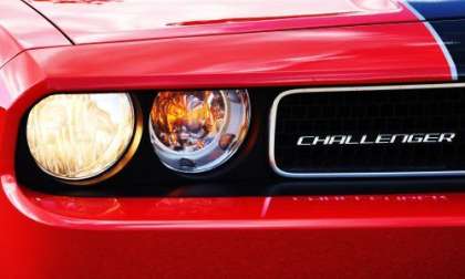 The headlight of the Dodge Challenger
