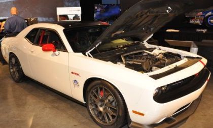 The hood up shot of the Dodge Challenger SRT8 ACR