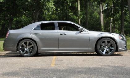 The side profile of our 2012 Chrysler 300C SRT8 test car