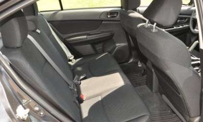 The rear seating area of the 2012 Subaru Impreza 2.0i Premium sedan