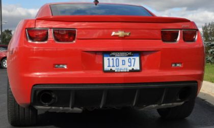 The back end of the standard production Chevrolet Camaro SS.