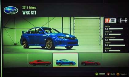 The car selection screen from Forza 4