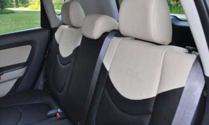 The rear interior of the 2012 Kia Soul! with the Sand/Black leather