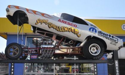 A vintage Dodge Challenger funny car