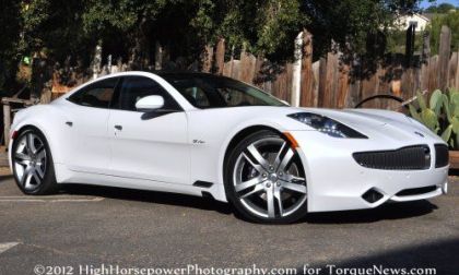 A front side shot of the Fisker Karma EcoChic