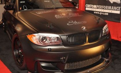 The front corner of the BMW 1 Series M Coupe known as The Black Knight