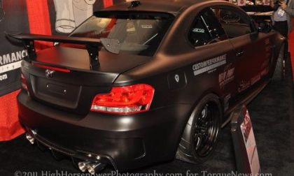 The back of the BMW 1 Series M Coupe known as The Black Knight