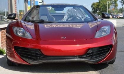 The 2013 McLaren 12C Spider front end with the doors closed