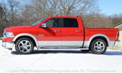 The side profile of the 2013 Ram 1500 Laramie Crew Cab 4x4
