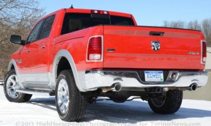 The back end of the 2013 Ram 1500 Laramie Crew Cab 4x4