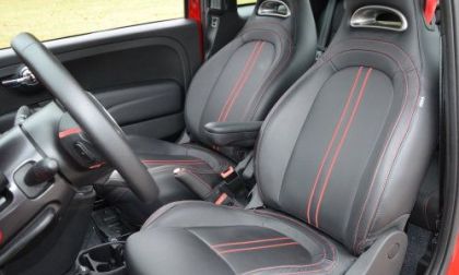 The optional leather seats of the 2012 Fiat 500 Abarth