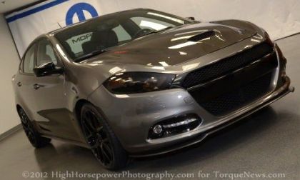 The 2013 Dodge Dart Carbon Fire front end