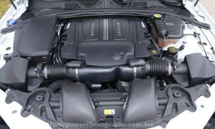 The V8 engine of the 2012 Jaguar XF Supercharged