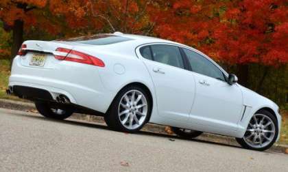 The tail end of the 2012 Jaguar XF Supercharged in Polaris White