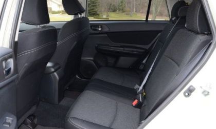 The rear seats of the 2013 Subaru XV Crosstrek Premium