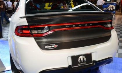 The 2013 Dodge Dart Slingshot from the rear