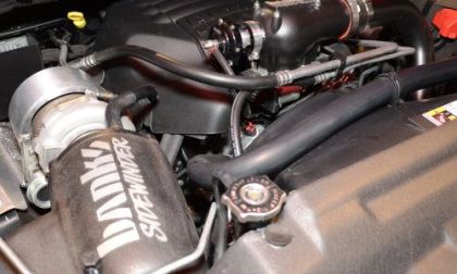 The engine bay of the Ram 1500 Little Red Express