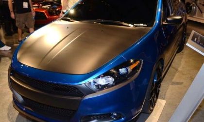 The 2013 Dodge Dart Leadfoot Blue from the front