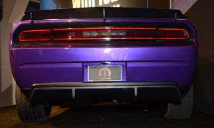 The rear end of Jeff Dunham's Project UltraViolet Dodge Challenger SRT8
