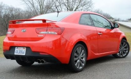 The rear end of the 2013 Kia Forte Koup SX