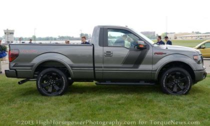The side profile of the 2014 Ford F150 Tremor Sport Truck