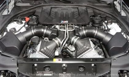 The engine bay of the 2014 BMW M6 Gran Coupe 