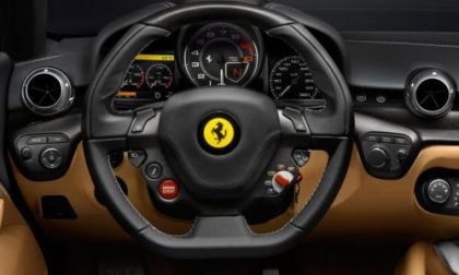 The steering wheel of the Ferrari F12 Berlinetta