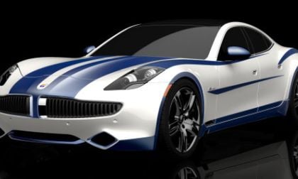 The Fisker Karma "Riverside" package in Matte White with Gloss Blue Metallic