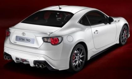 A high rear-side view of the Toyota GT86 TRD
