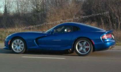 A side view of a 2014 SRT Viper GTS test mule