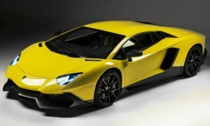 A high angle of the Lamborghini Aventador LP720-4 50 Anniversario Edition