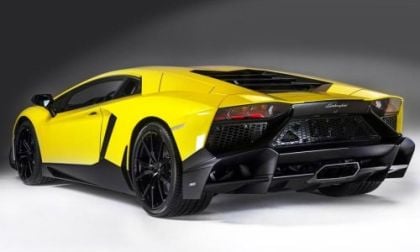 The rear end of the Lamborghini Aventador LP720-4 50 Anniversario Edition