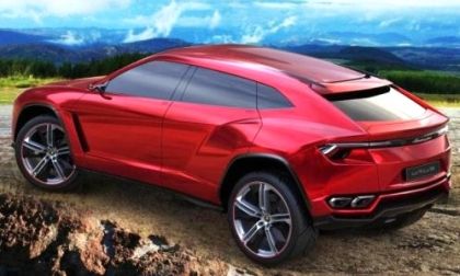 A high angle view of the new Lamborghini Urus SUV