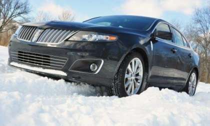 The Lincoln MKS in deep snow.